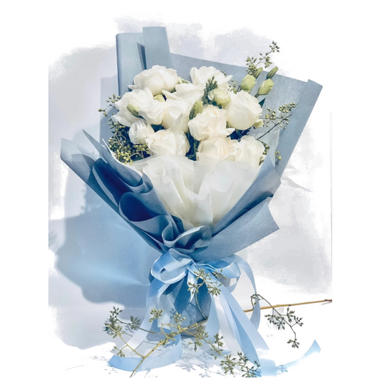 ช่อใหญ่ ดอกกุหลาบสดสีขาว